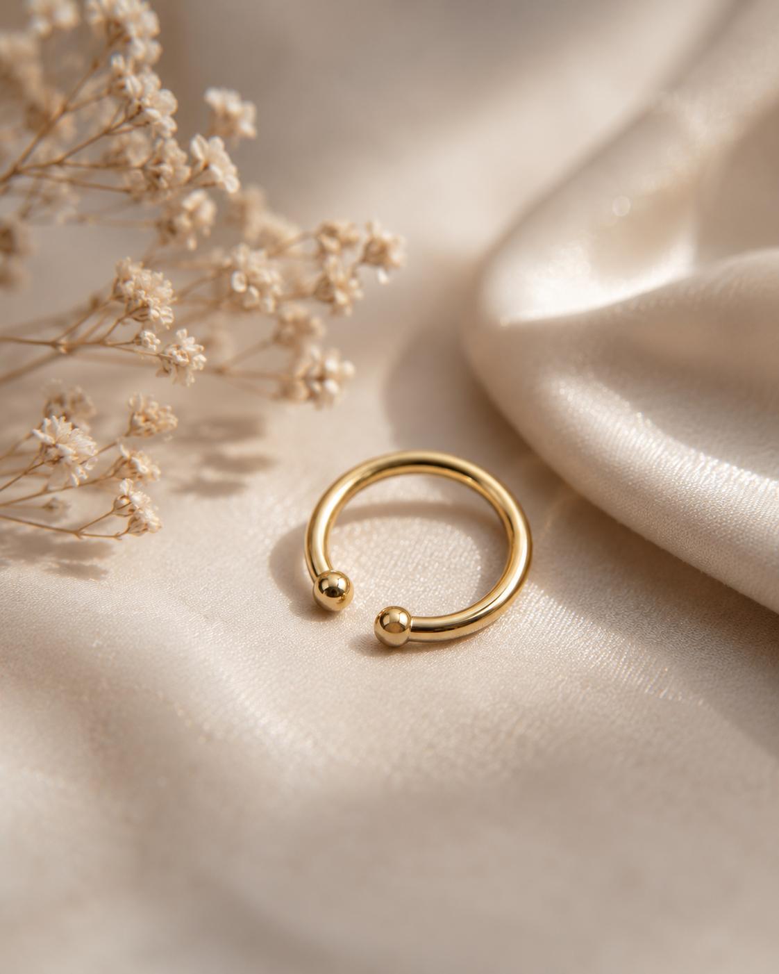 925 Sterling Silver Gold Plated Open Nose Ring - Image 4